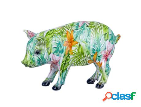 Figura Cerdo Verde de Resina 15X8X24cm Figura de Animal