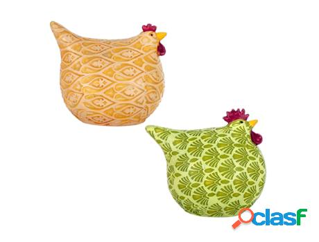 Figura Gallinas 2 Unidades MULTICOLOR de Resina 9*7*10cm