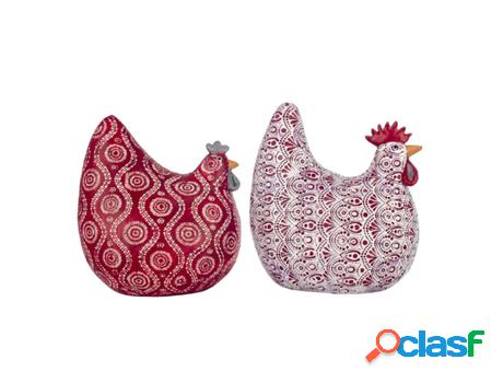 Figura Gallinas 2 Unidades ROJO de Resina 17*12*16cm Figura