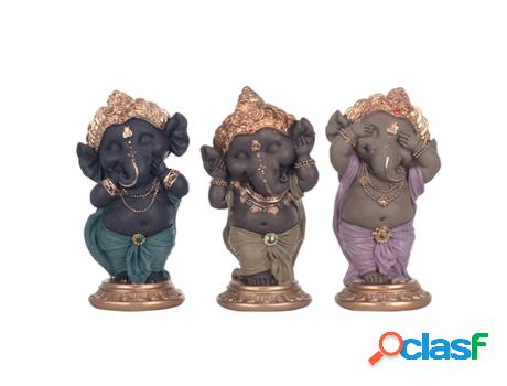 Figura Ganesha 3 Unidades Multicolor de Resina 12*6*7cm