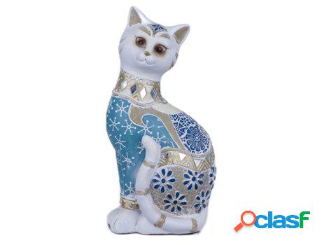 Figura Gato Azul de Resina 29X10X15cm Figura de Gato