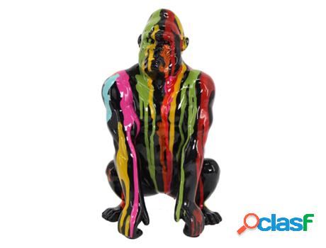 Figura Gorila Grafiti Multicolor de Resina 23*12*13cm Figura