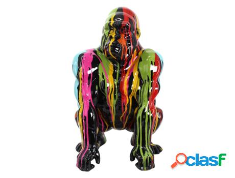 Figura Gorila Grafiti Multicolor de Resina 45*26*27cm Figura