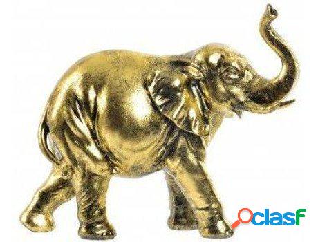 Figura HOGAR Y MÁS Elefante Brillante Y Dorado De Resina