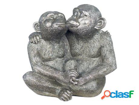 Figura Mono Orangután Plateado de Resina 19X12X20cm Figura