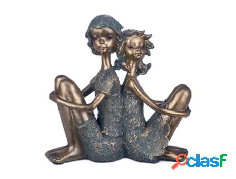 Figura Pareja Sentada Dorado de Resina 21X8X21cm Figura de