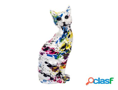 Figura de Gato Multicolor de Resina 10*25*10cm