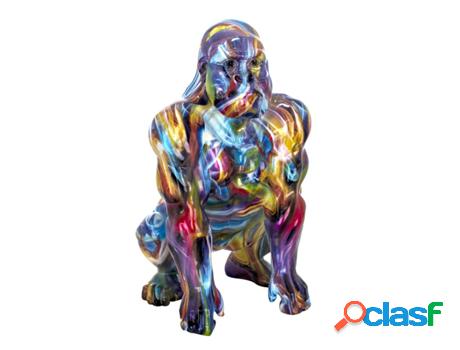 Figura de Mono Multicolor de Resina 48*57*28cm