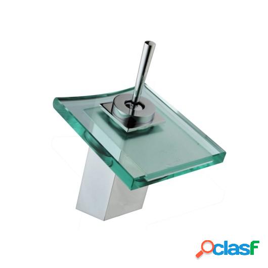 Grifo Baño Lavabo 14X11X21Cm Monomando Cristal Verde/Plata