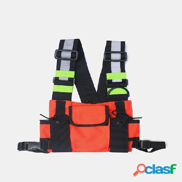 Hombre Oxford Reflective Tactical Chest Bolsa Crossbody