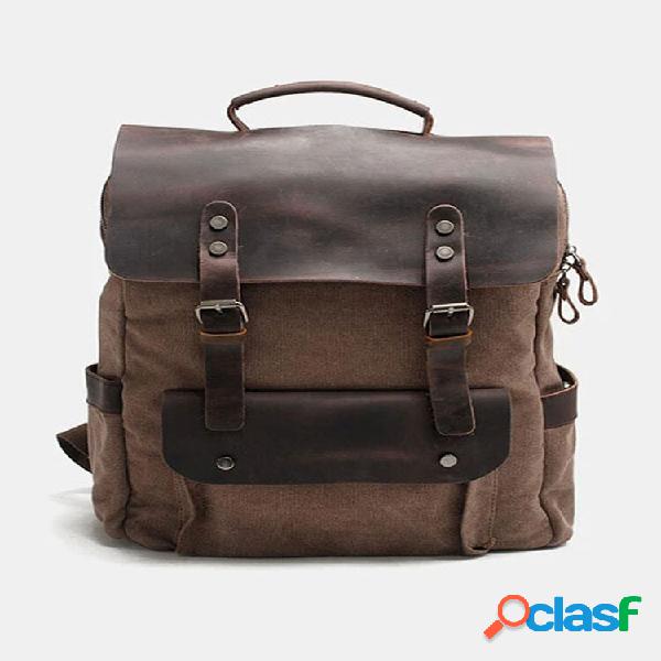 Hombre Piel Genuina Mochila de viaje multifunción