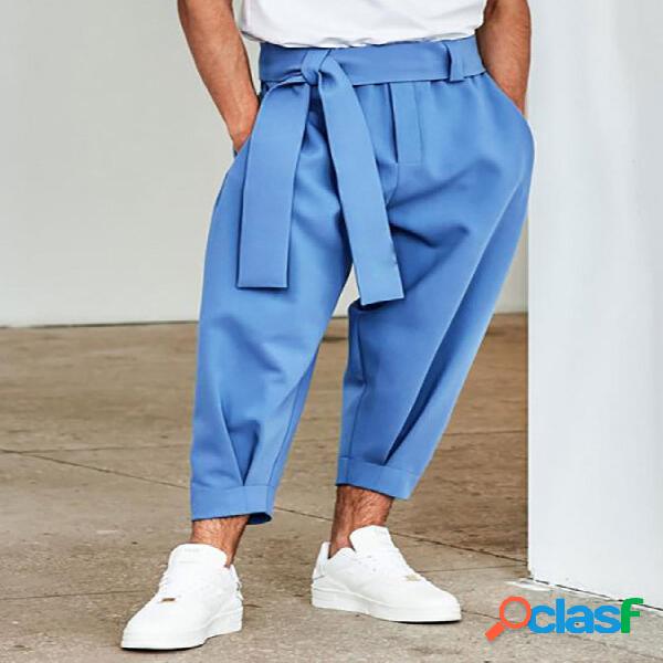 Hombres Casual Color Sólido Suelto Pantalones