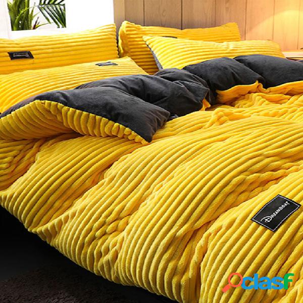 Juego de cama de invierno de terciopelo de pana gruesa de