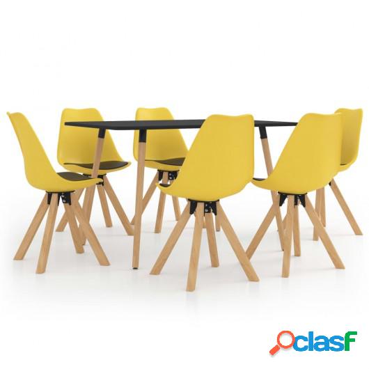 Juego de comedor 7 piezas amarillo y negro