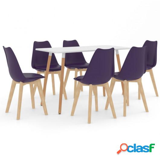 Juego de comedor 7 piezas morado oscuro