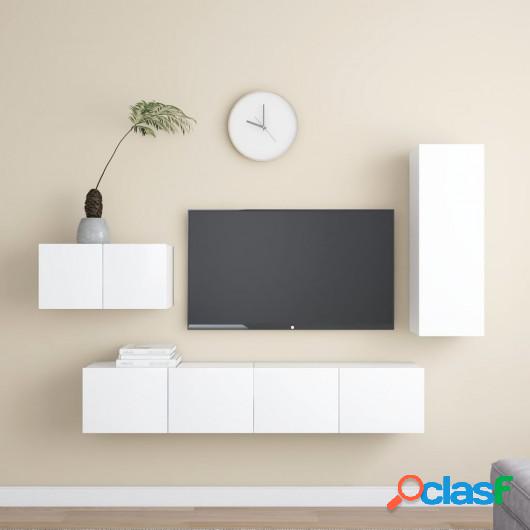 Juego de mueble para TV de 4 piezas aglomerado blanco