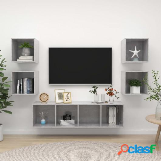 Juego de mueble para TV de 5 piezas aglomerado gris