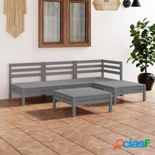 Juego de muebles de jardín 5 piezas madera maciza de pino