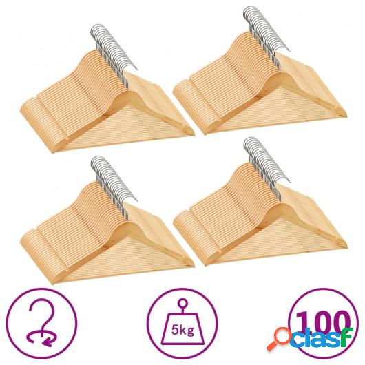 Juego de perchas para ropa 100 uds antideslizantes madera
