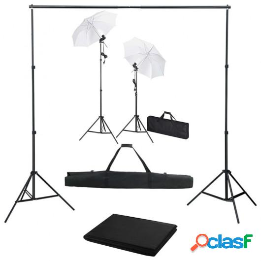 Kit estudio fotográfico con telón de fondo, lámparas y