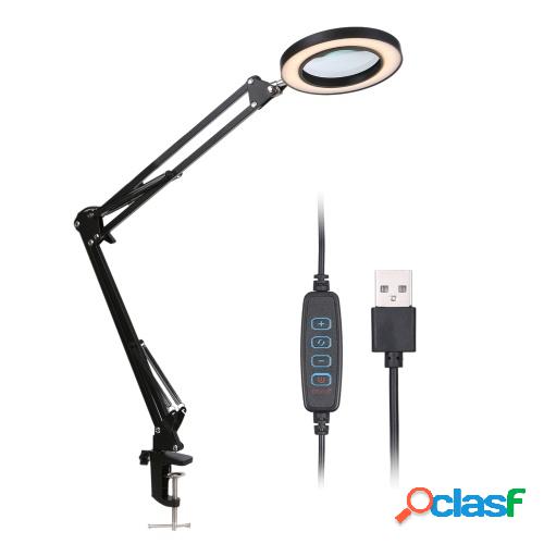 Lupa 8X con LED Luz de pinza de abrazadera 10 niveles Brillo