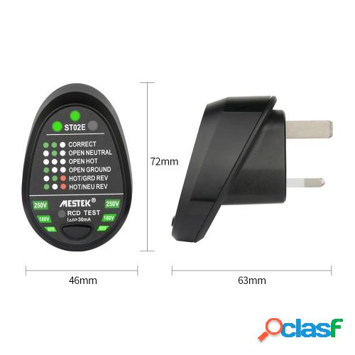 MESTEK Advanced RCD Probador de enchufe eléctrico Neutro