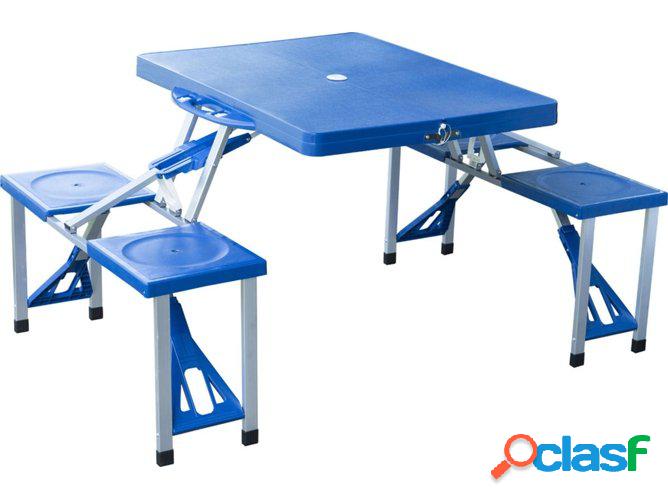 Mesa Portátil OUTSUNNY 4 Sillas (84x64x66 cm)