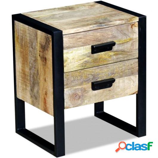 Mesa auxiliar con 2 cajones madera maciza de mango 43x33x51