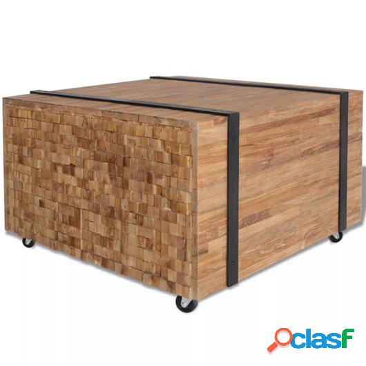 Mesa auxiliar de madera de teca 60x60x38 cm