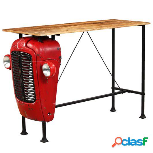 Mesa de bar de tractor madera maciza mango roja 60x150x107