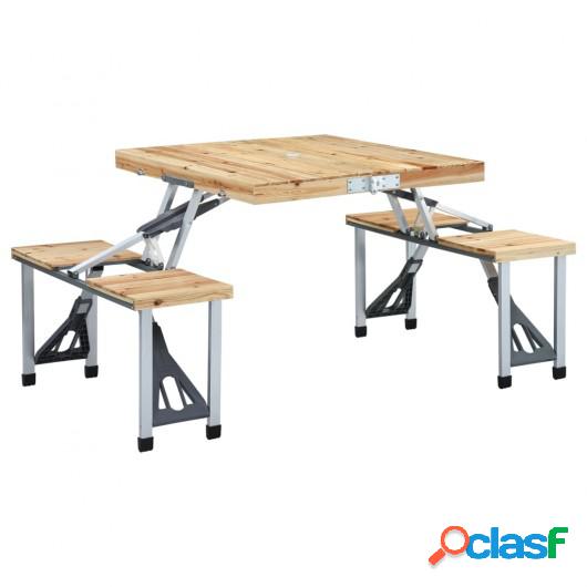 Mesa de camping plegable con 4 asientos acero aluminio