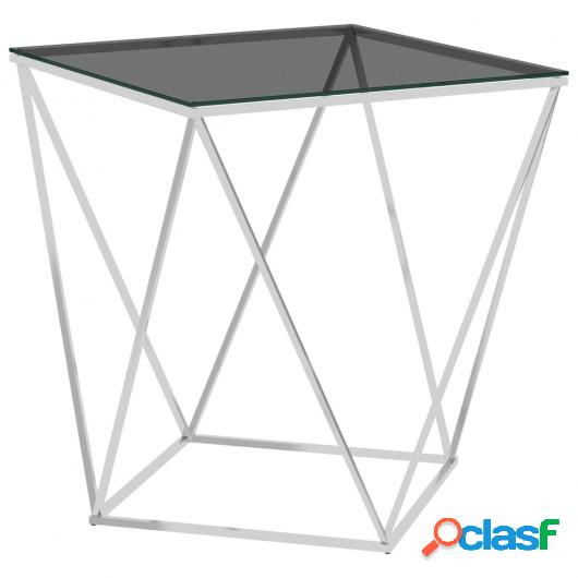 Mesa de centro acero inoxidable plateado y negro 50x50x55 cm