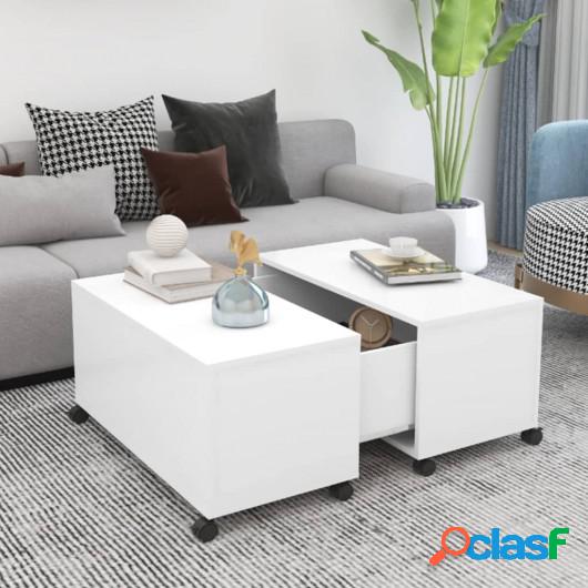 Mesa de centro de aglomerado blanco 75x75x38 cm