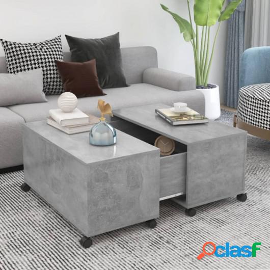 Mesa de centro de aglomerado gris hormigón 75x75x38 cm