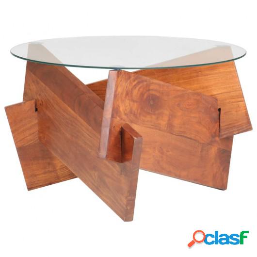 Mesa de centro de madera maciza de acacia 66 cm