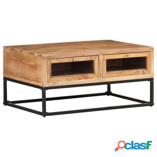 Mesa de centro de madera maciza de acacia 90x60x40 cm