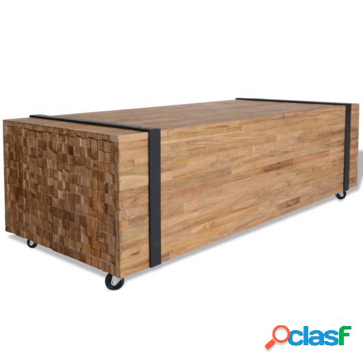 Mesa de centro de madera maciza de teca 110x45x38 cm