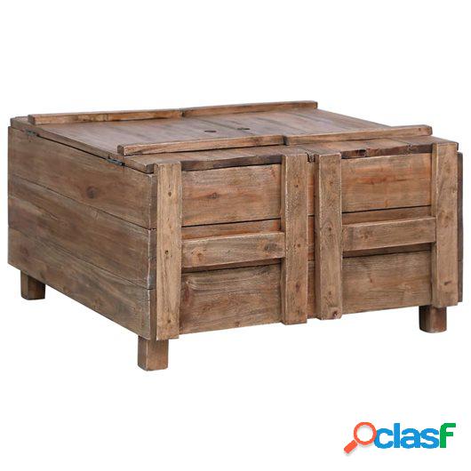 Mesa de centro de madera maciza reciclada 65x65x38 cm