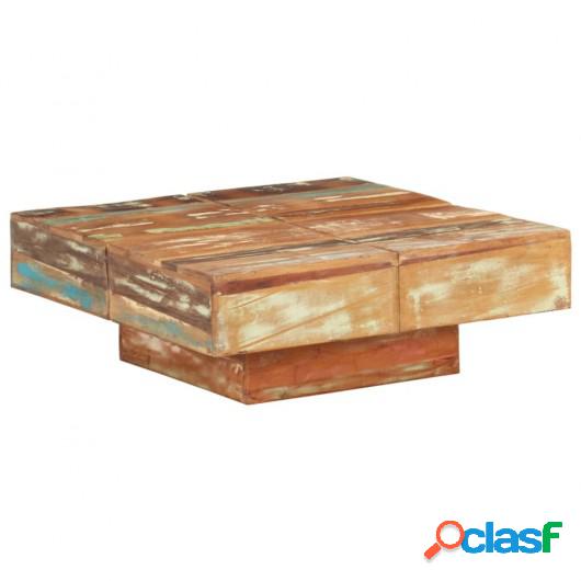 Mesa de centro de madera maciza reciclada 80x80x28 cm