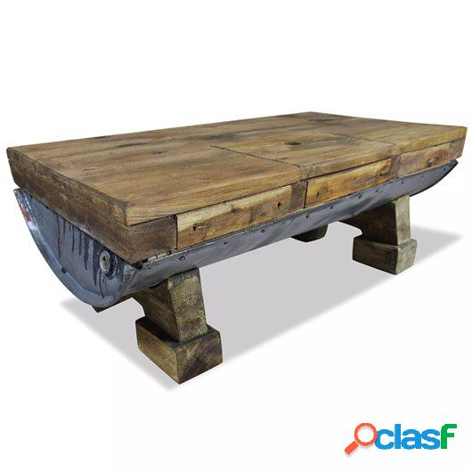 Mesa de centro de madera maciza reciclada 90x50x35 cm