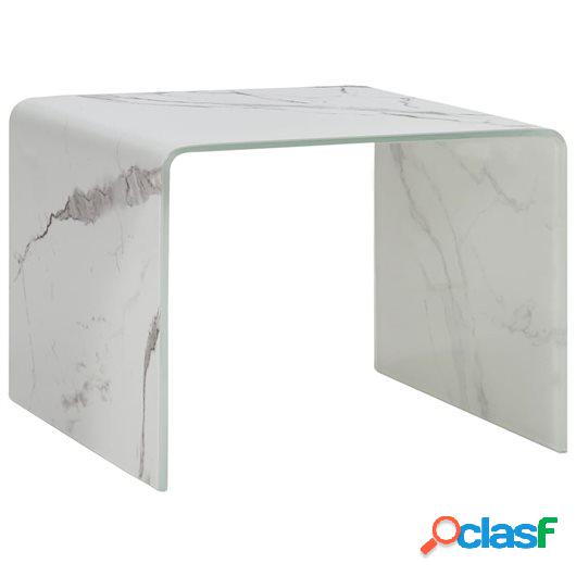 Mesa de centro de vidrio templado blanco mármol 50x50x45 cm