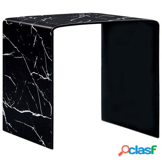 Mesa de centro de vidrio templado negro mármol 50x50x45 cm