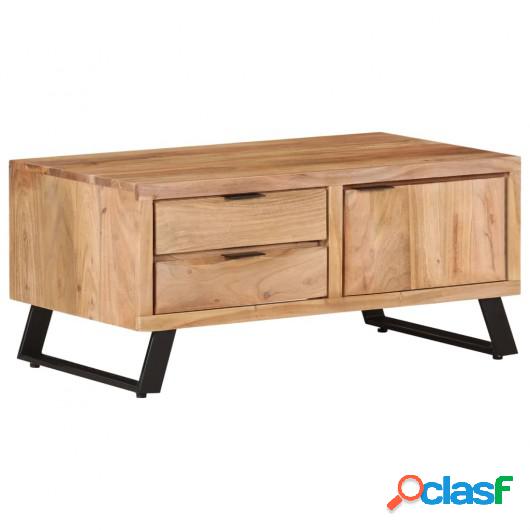 Mesa de centro madera maciza acacia borde natural 90x50x40