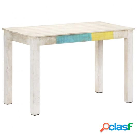 Mesa de comedor madera maciza de mango blanca 120x60x76 cm