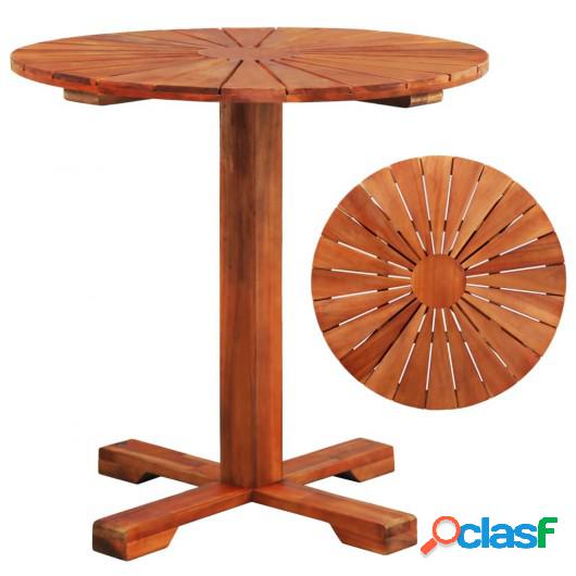 Mesa de pedestal redonda madera maciza acacia 70x70 cm