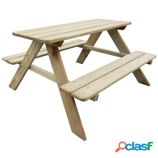Mesa de picnic para niños 89x89,6x50,8 cm madera de pino