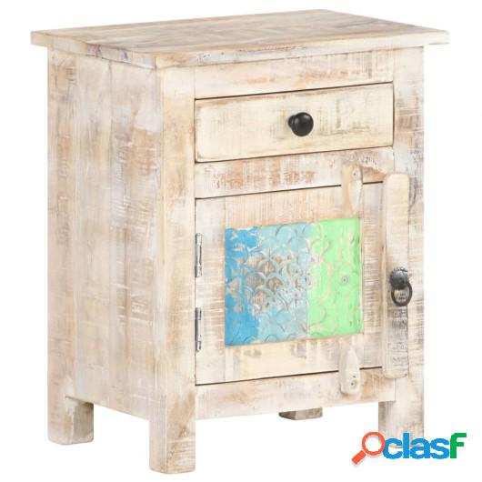 Mesita de noche de madera de acacia rugosa 40x30x50 cm