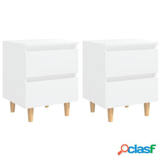 Mesitas de noche con patas 2 uds madera pino blanco 40x35x50