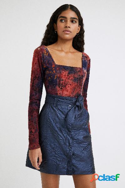 Minifalda slim relieve flores