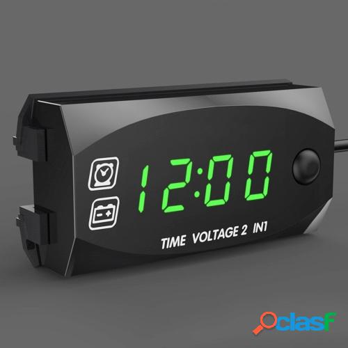 Motocicleta DC 6V-30V 2 en 1 Reloj de tiempo digital